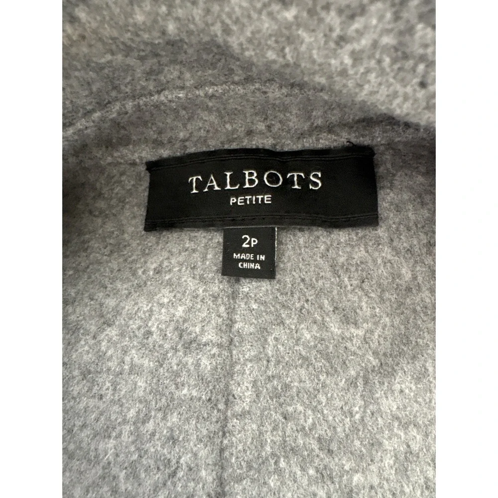 Talots Petite Black Grey Double Faced Wool Blend Coat Jacket 2P CN1204 04/19 - Picture 5 of 8